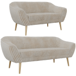 Zestaw PIRS 3+2 - beżowy, sztruks - nóżki,  buk