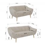 Zestaw PIRS 3+2 - beżowy, sztruks - nóżki,  buk