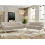 Zestaw PIRS 3+2 - beżowy, sztruks - nóżki,  buk