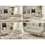 Zestaw PIRS 3+2 - beżowy, sztruks - nóżki,  buk