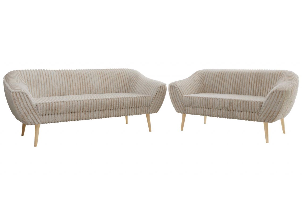 Zestaw PIRS 3+2 - beżowy, sztruks - nóżki,  buk