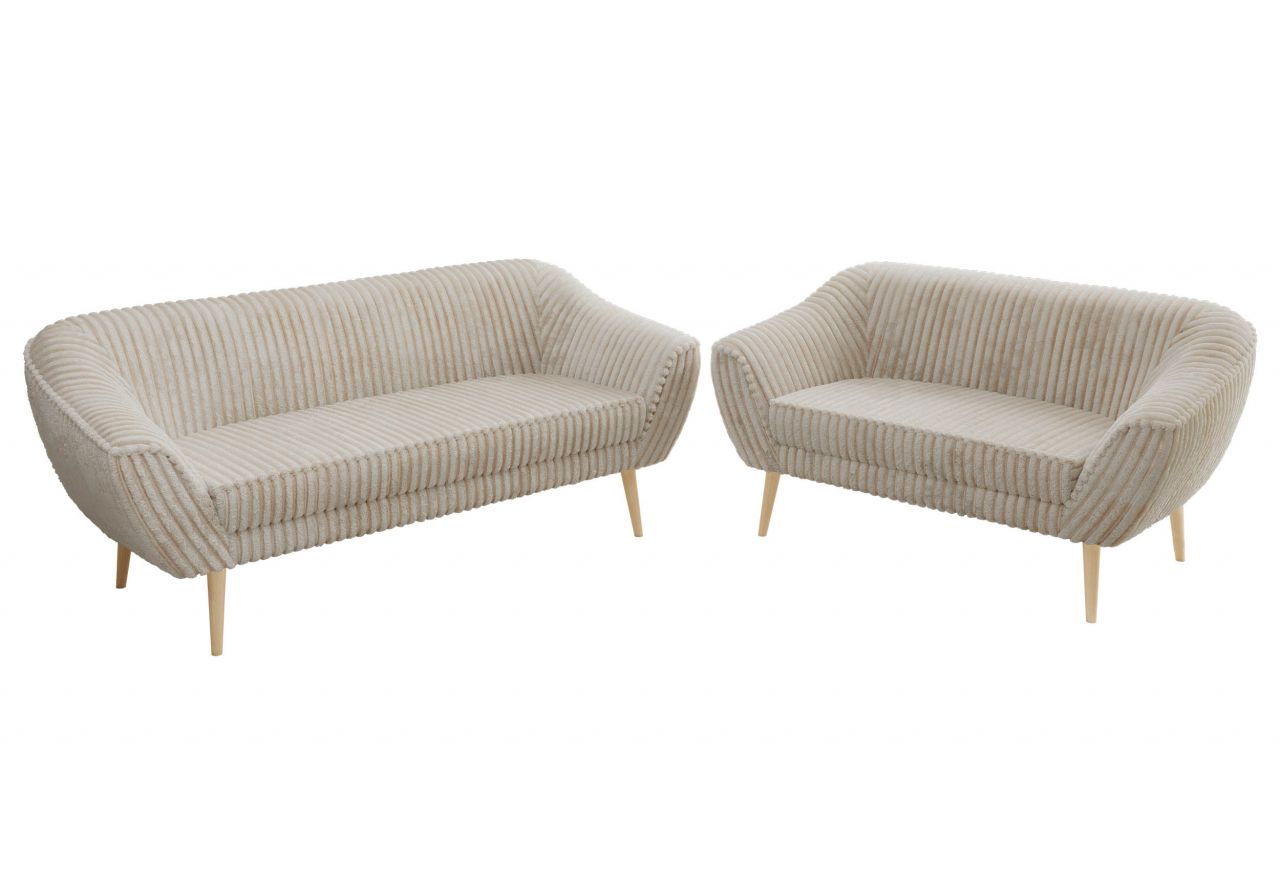 Zestaw PIRS 3+2 - beżowy, sztruks - nóżki,  buk