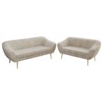 Zestaw PIRS 3+2 - beżowy, sztruks - nóżki,  buk