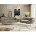 Zestaw PIRS 3+2 - jasnobrązowy, sztruks - nóżki,  buk