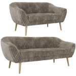 Zestaw PIRS 3+2 - jasnobrązowy, sztruks - nóżki,  buk