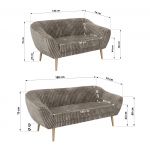 Zestaw PIRS 3+2 - jasnobrązowy, sztruks - nóżki,  buk