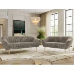 Zestaw PIRS 3+2 - jasnobrązowy, sztruks - nóżki,  buk