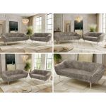 Zestaw PIRS 3+2 - jasnobrązowy, sztruks - nóżki,  buk