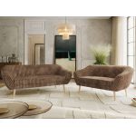 Zestaw PIRS 3+2 - brązowy, sztruks - nóżki,  buk