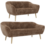 Zestaw PIRS 3+2 - brązowy, sztruks - nóżki,  buk