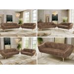 Zestaw PIRS 3+2 - brązowy, sztruks - nóżki,  buk