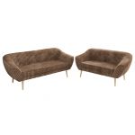 Zestaw PIRS 3+2 - brązowy, sztruks - nóżki,  buk