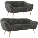 Zestaw PIRS 3+2 - szary, sztruks - nóżki,  buk