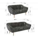 Zestaw PIRS 3+2 - szary, sztruks - nóżki,  buk