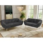 Zestaw PIRS 3+2 - szary, sztruks - nóżki,  buk