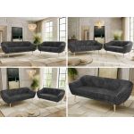 Zestaw PIRS 3+2 - szary, sztruks - nóżki,  buk