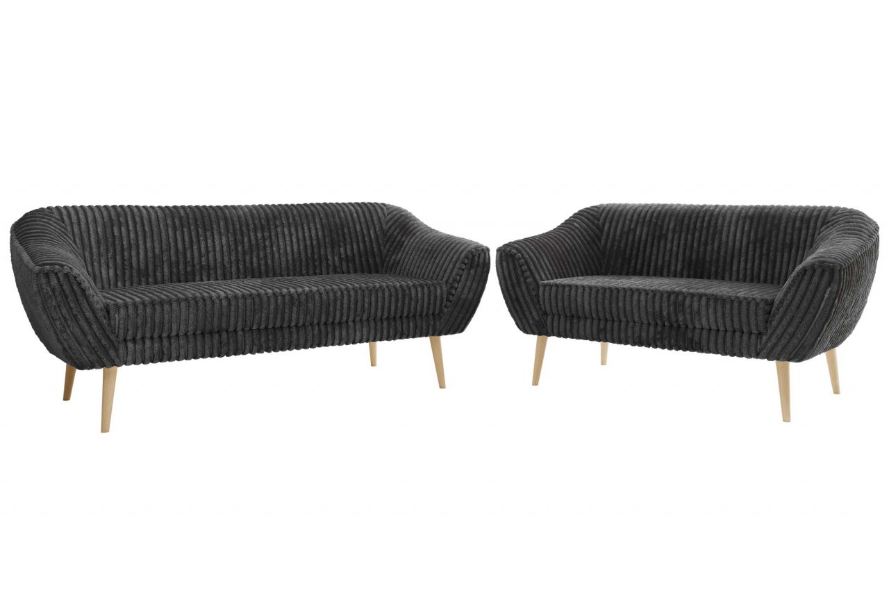 Zestaw PIRS 3+2 - szary, sztruks - nóżki,  buk