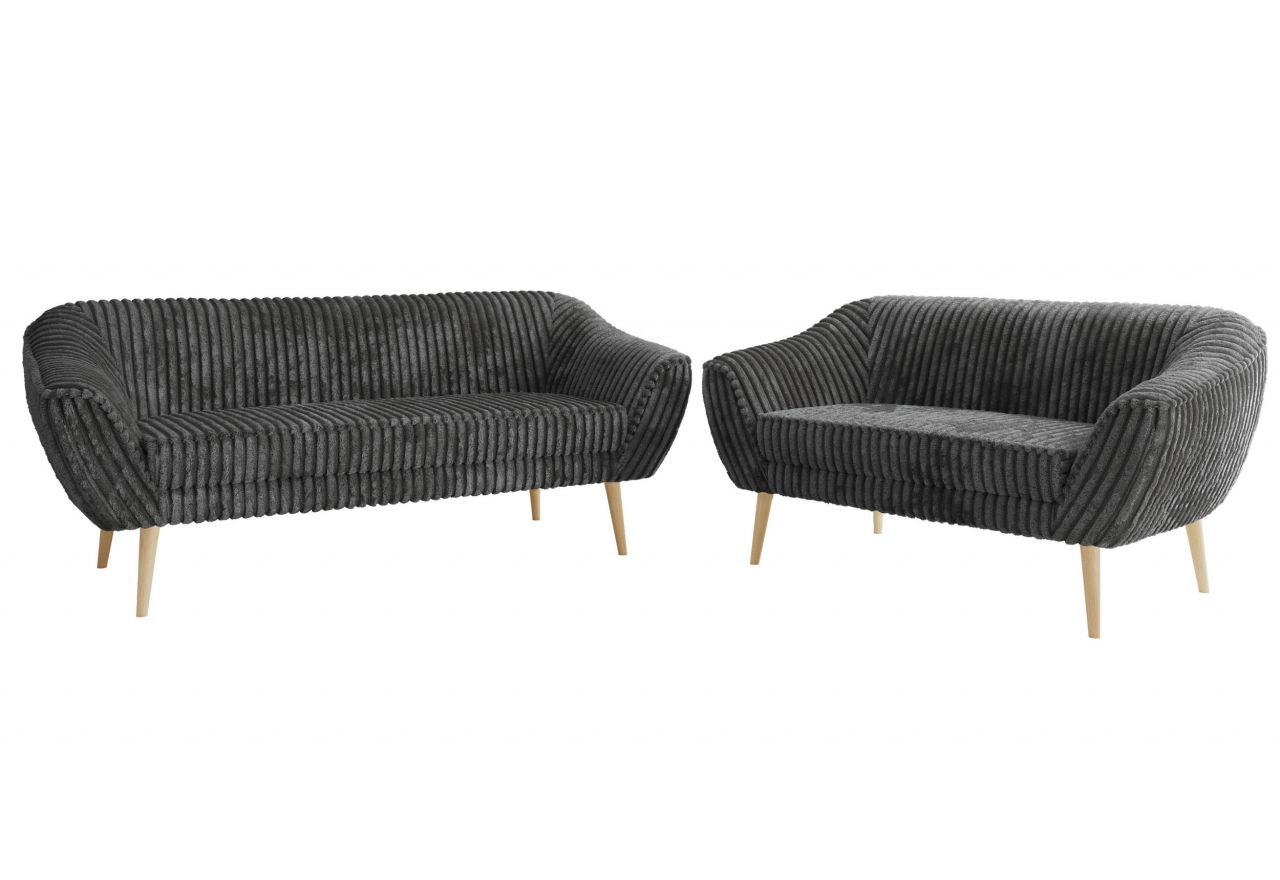 Zestaw PIRS 3+2 - szary, sztruks - nóżki,  buk