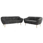 Zestaw PIRS 3+2 - szary, sztruks - nóżki,  buk