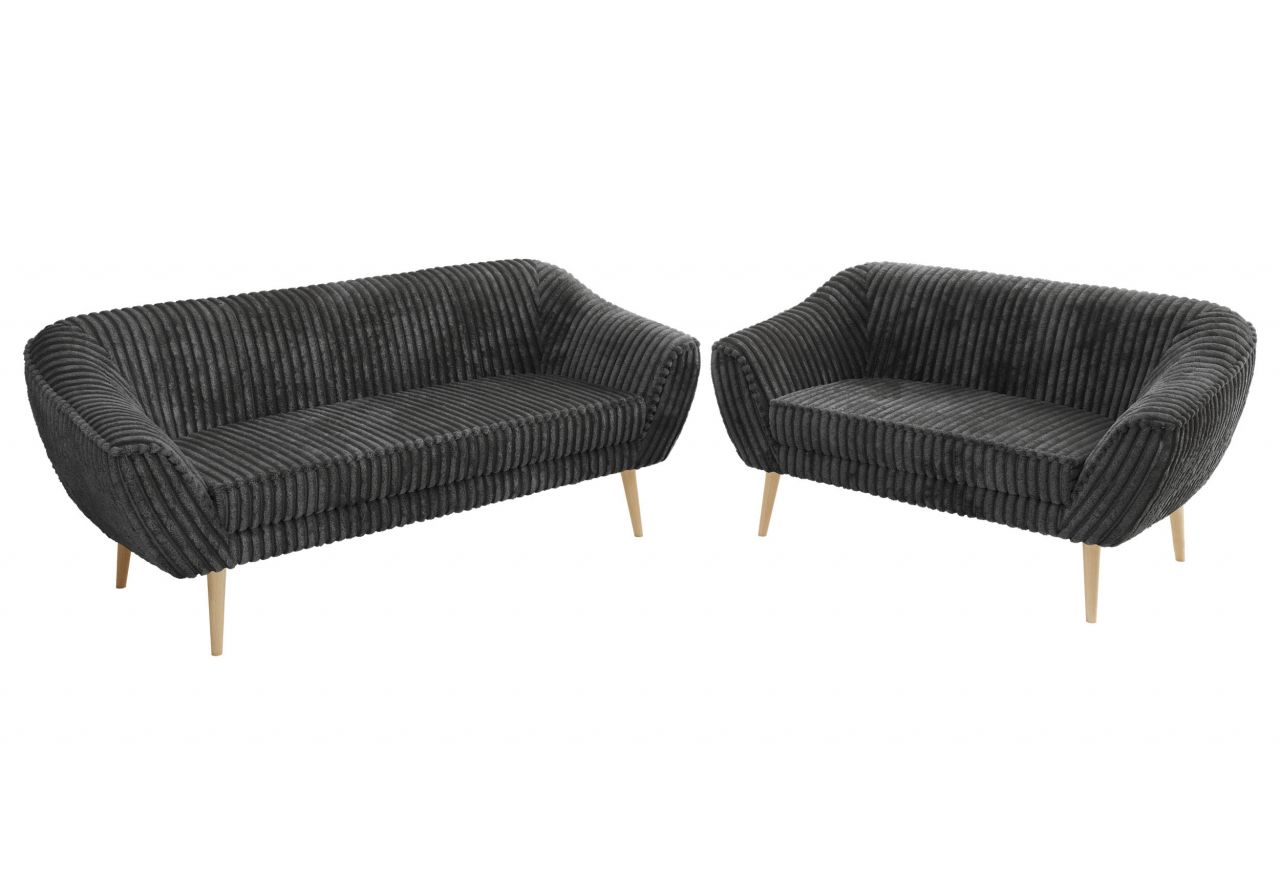 Zestaw PIRS 3+2 - szary, sztruks - nóżki,  buk