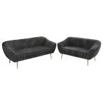 Zestaw PIRS 3+2 - szary, sztruks - nóżki,  buk