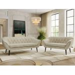 Zestaw PIRS 3+2 - kremowy, welwet - nóżki,  czarny