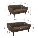 Zestaw PIRS 3+2 - brązowy, welwet - nóżki,  czarny