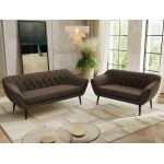 Zestaw PIRS 3+2 - brązowy, welwet - nóżki,  czarny