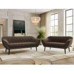 Zestaw PIRS 3+2 - brązowy, welwet - nóżki,  czarny