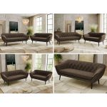 Zestaw PIRS 3+2 - brązowy, welwet - nóżki,  czarny