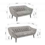 Zestaw PIRS 3+2 - jasnoszary, welwet - nóżki,  czarny