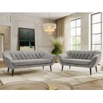 Zestaw PIRS 3+2 - jasnoszary, welwet - nóżki,  czarny