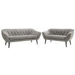 Zestaw PIRS 3+2 - jasnoszary, welwet - nóżki,  czarny