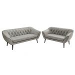 Zestaw PIRS 3+2 - jasnoszary, welwet - nóżki,  czarny