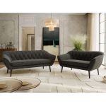 Zestaw PIRS 3+2 - ciemnoszary, welwet - nóżki,  czarny