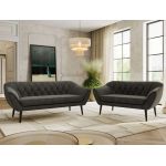 Zestaw PIRS 3+2 - ciemnoszary, welwet - nóżki,  czarny