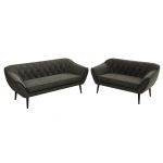 Zestaw PIRS 3+2 - ciemnoszary, welwet - nóżki,  czarny