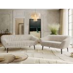 Zestaw PIRS 3+2 - beżowy, sztruks - nóżki,  czarny