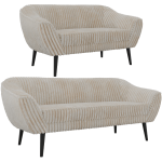 Zestaw PIRS 3+2 - beżowy, sztruks - nóżki,  czarny