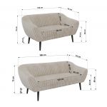 Zestaw PIRS 3+2 - beżowy, sztruks - nóżki,  czarny