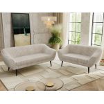 Zestaw PIRS 3+2 - beżowy, sztruks - nóżki,  czarny