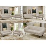 Zestaw PIRS 3+2 - beżowy, sztruks - nóżki,  czarny