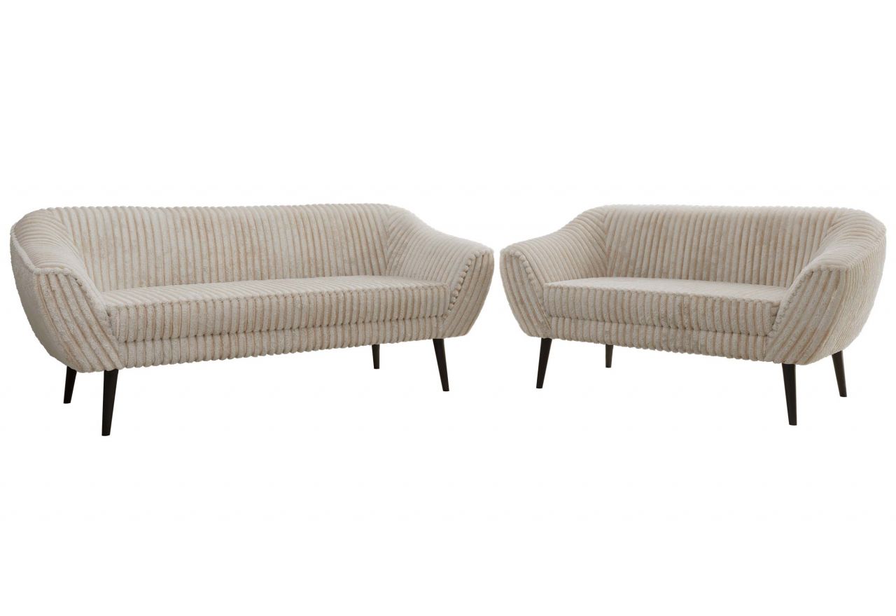 Zestaw PIRS 3+2 - beżowy, sztruks - nóżki,  czarny