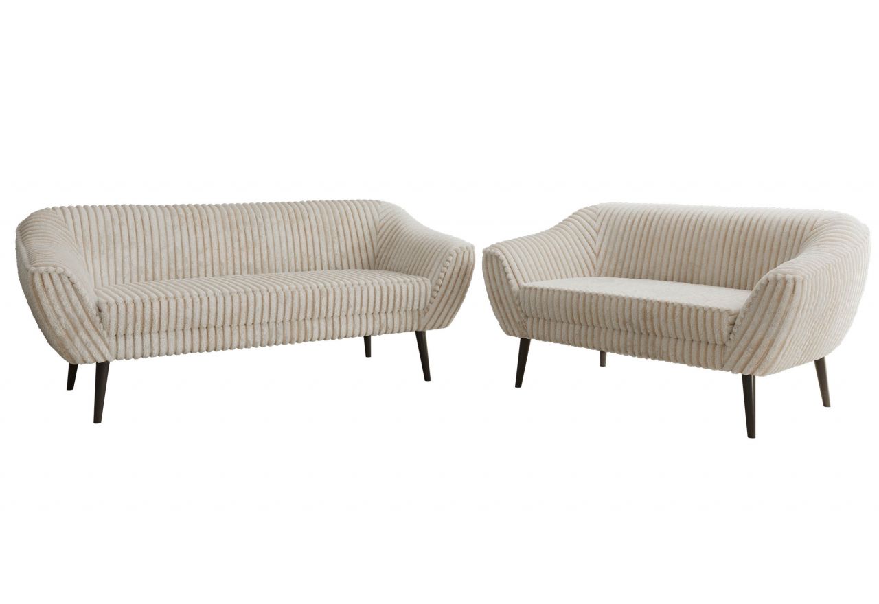 Zestaw PIRS 3+2 - beżowy, sztruks - nóżki,  czarny