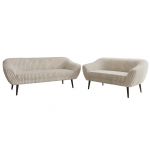 Zestaw PIRS 3+2 - beżowy, sztruks - nóżki,  czarny