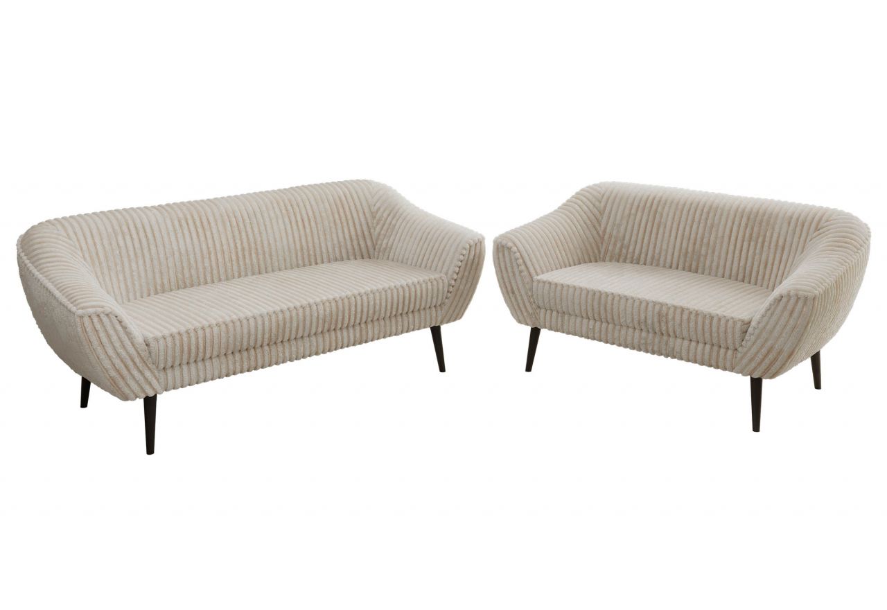 Zestaw PIRS 3+2 - beżowy, sztruks - nóżki,  czarny