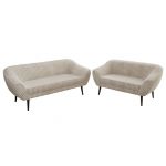 Zestaw PIRS 3+2 - beżowy, sztruks - nóżki,  czarny