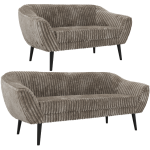 Zestaw PIRS 3+2 - jasnobrązowy, sztruks - nóżki,  czarny