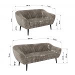 Zestaw PIRS 3+2 - jasnobrązowy, sztruks - nóżki,  czarny