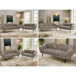 Zestaw PIRS 3+2 - jasnobrązowy, sztruks - nóżki,  czarny